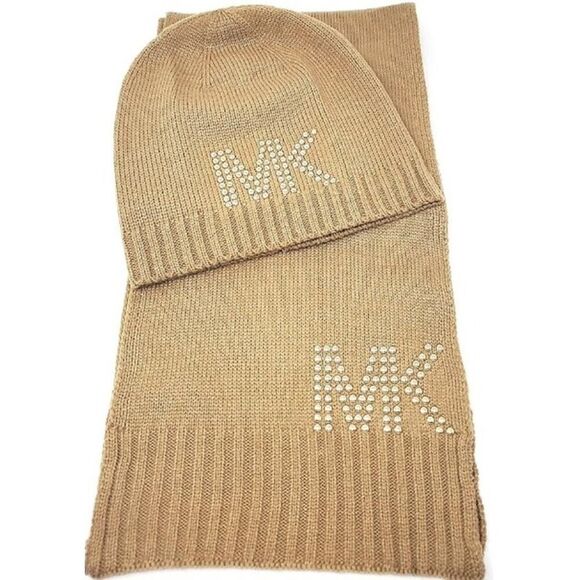 NWT MK Michael Kors Dome Studded Scarf & Hat Set - Picture 1 of 5